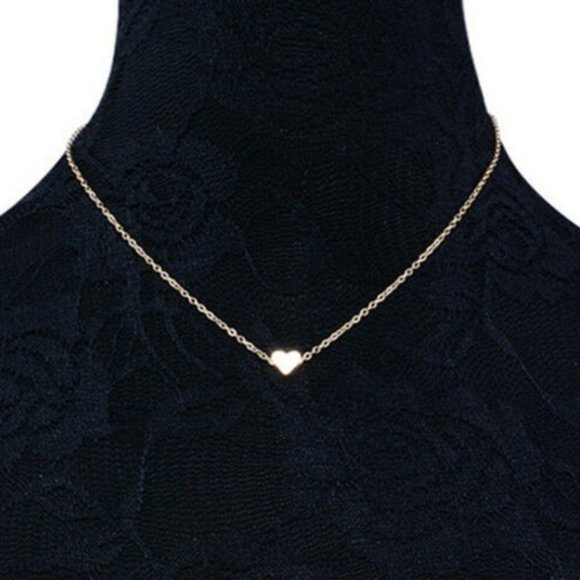 3 for $30 New Dainty Gold Heart Choker Necklace - Picture 2 of 2